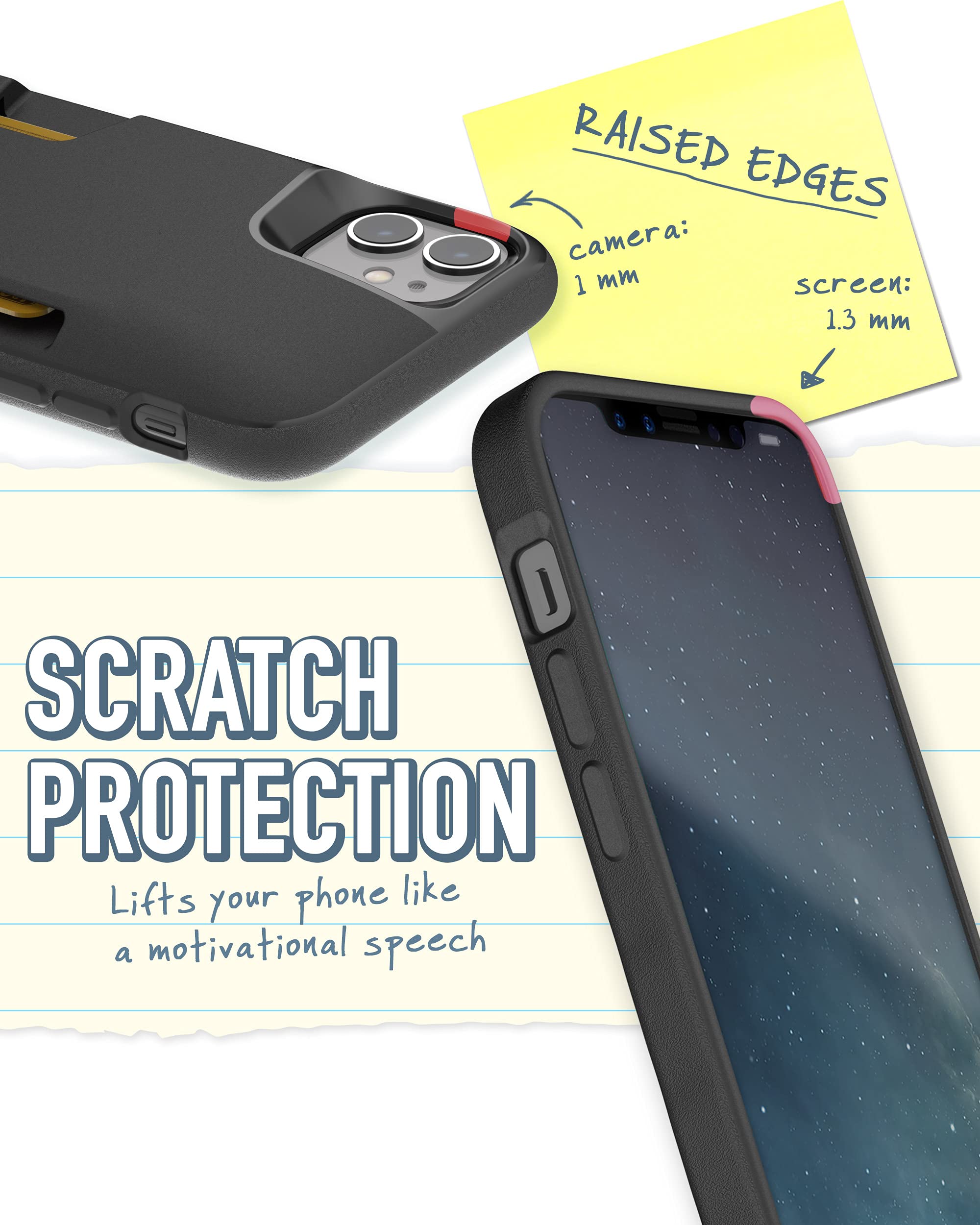 Smartish iPhone 11 Wallet Case - Wallet Slayer Vol. 1 [Slim + Protective] Credit Card Holder - Drop Tested Hidden Card Slot Cover Compatible with Apple iPhone 11 - Black Tie Affair