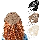 simarro 3PCS Hollow Crochet Bandanas Headbands Hairbands Tie Knitted Headscarf Vintage Hair Bandanas for Women Girls Head Kerchief Styling Decor