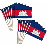 Cambodia 12x18in Stick Flag - 1 dozen pack