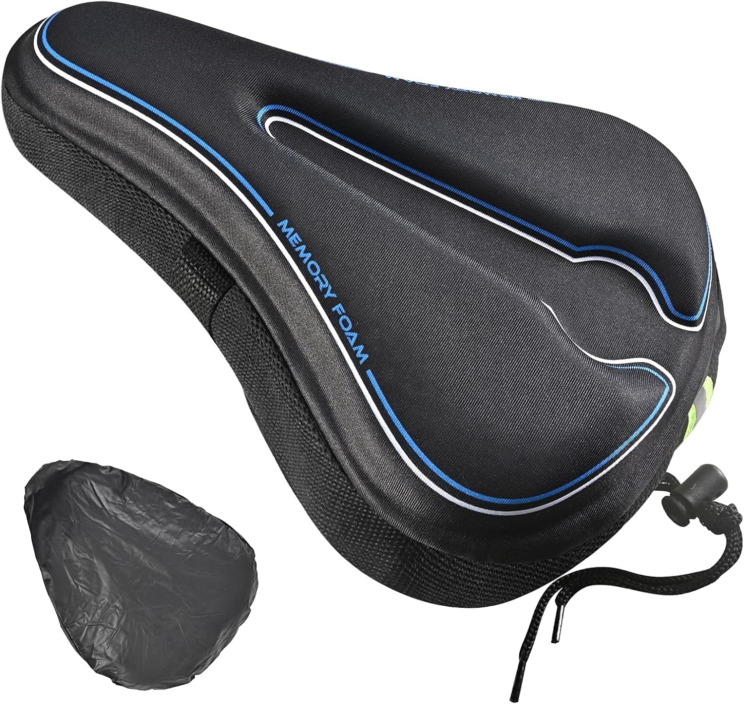 Trkimal Gel Bike Seat Cushion, Bike Foam Memory Seat Cushion, Extra Soft Bicycle Seat Cover, Anti-Slip Bike Saddle Cushion for Mountain Road Bike and Outdoor Cycling