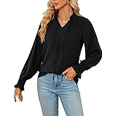 Blooming Jelly Womens Dressy Casual Tops Mock Neck Business Work Blouses Swiss Dot Keyhole Fall Fashion 2023