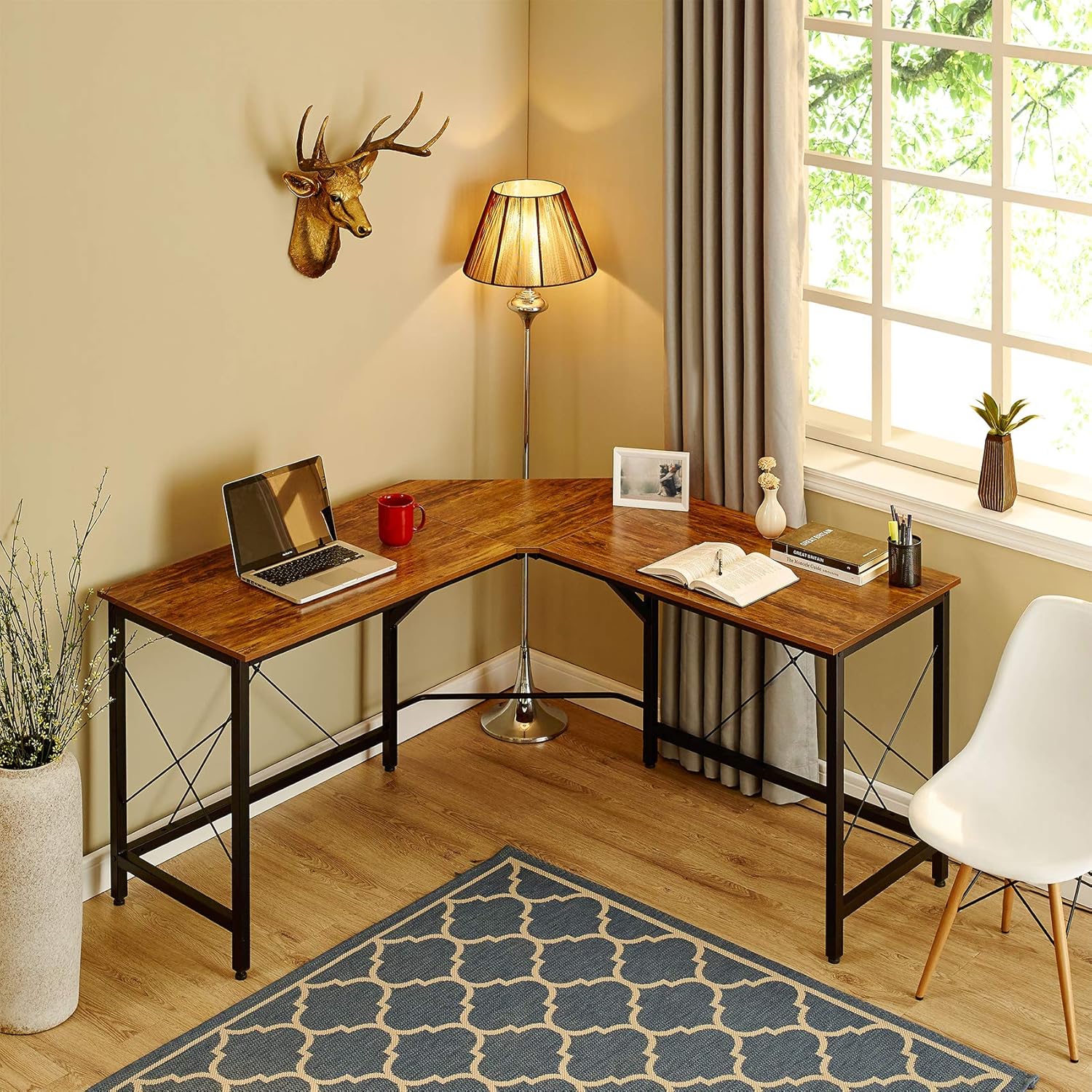 Mr IRONSTONE L-Shaped Desk 59" Computer Corner Desk, Home Gaming Desk, Office Writing Workstation, Space-Saving, Easy to Assemble (Vintage): Kitchen & Dining