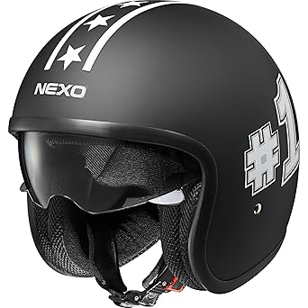 Nexo Motorradhelm, Halbschalenhelm, Jethelm Urban Style, Sonnenblende, Ratschenverschluss, herausnehm-, waschbare Wangenpolst