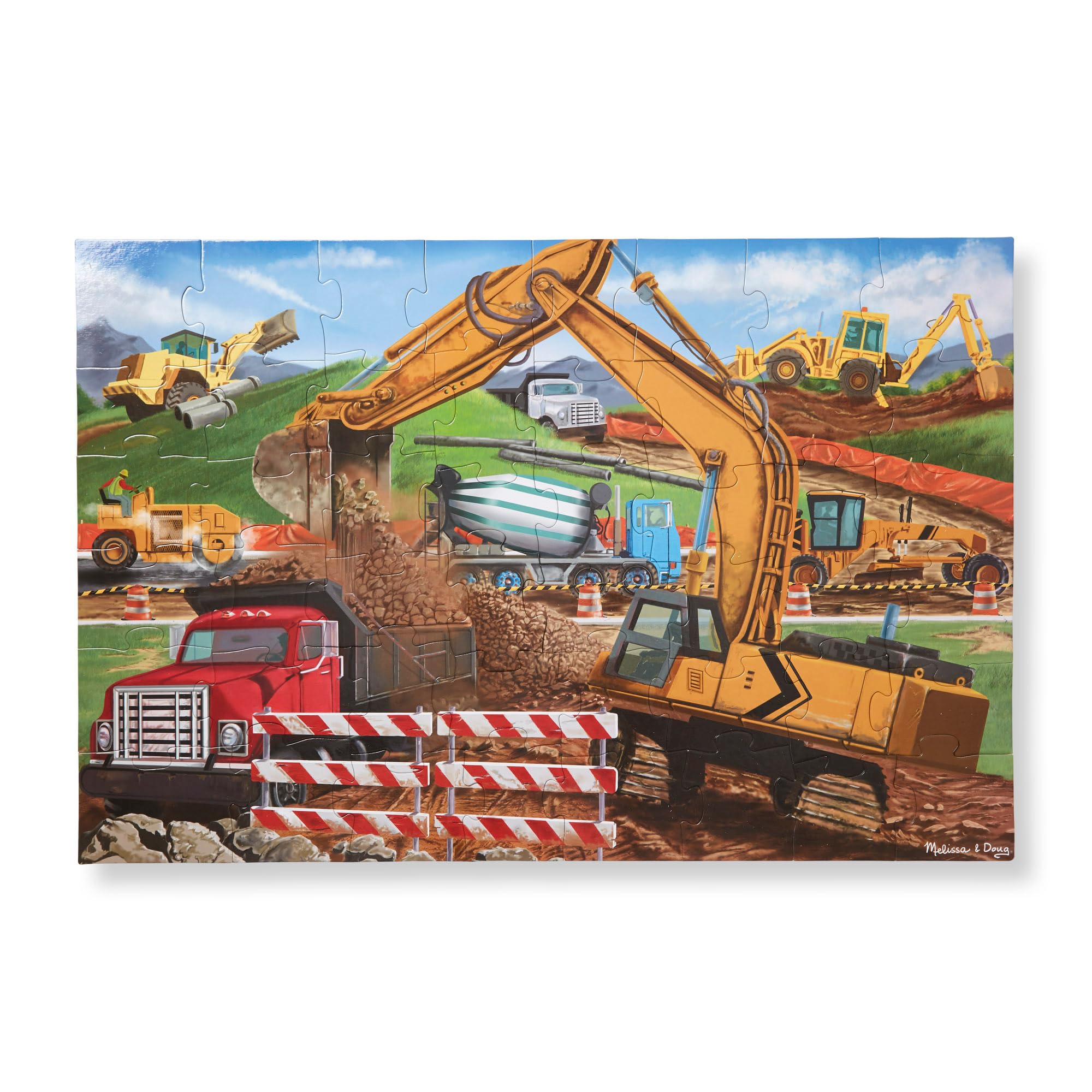 Melissa & Doug Building Site Floor Puzzle, 48 pc Jumbo Jigsaw Puzzle, Educational Screen Free Activity for Toddler, Preschoolers and Kids Ages 3+ (2 x 3 Feet) - FSC Certified