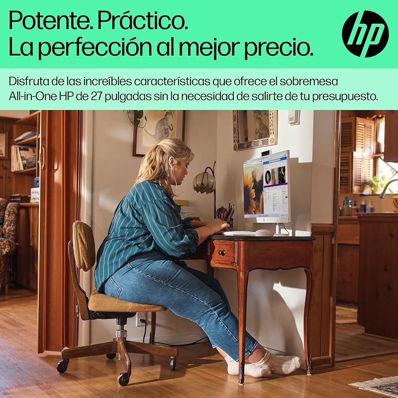 All-in-One 27-cr0007ss - Ordenador de sobremesa 27" Full HD con cámara, Teclado y ratón inalámbricos (AMD Ryzen 5 7520U, 16GB RAM, 512GB SSD, Windows 11 Home) Blanco