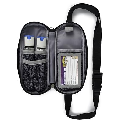EpiPen Carrying Case for Kids &amp; Adults &ndash;Jet Black Allergy Medical Bag, Epi Pen Fanny Pack &ndash; Emergency Medical Carrying Case wMedicine Bottle