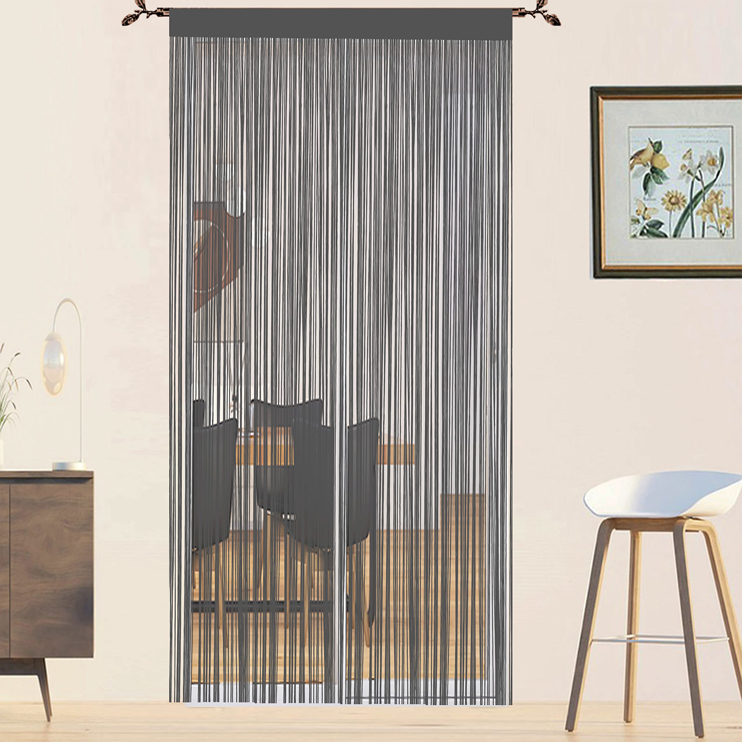 QiBoYuYe Door Curtains Fly Screen Curtain For Window String Flies Doors Decorations Room Dividers Doorways Panel Bedroom Living Closet Door Drapes (Grey 200x200cm)