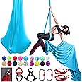 PRIORMAN Aerial Silks Set, Premium Ariel Yoga Hammock 9 Yards Aerial Silk, Low-Stretch Fabric, Yoga Starter Kit for Home, Aerial Rig for All Skill Levels - All Hardware Included