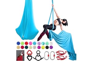 PRIORMAN Aerial Silk Set, Premium 9Yards/8.2m Medium Stretch Fabric Silks, Perfect for AntiGravity Hammock Yoga Training & Dance Circus Performances Includes Hardwares & Daisy Chains