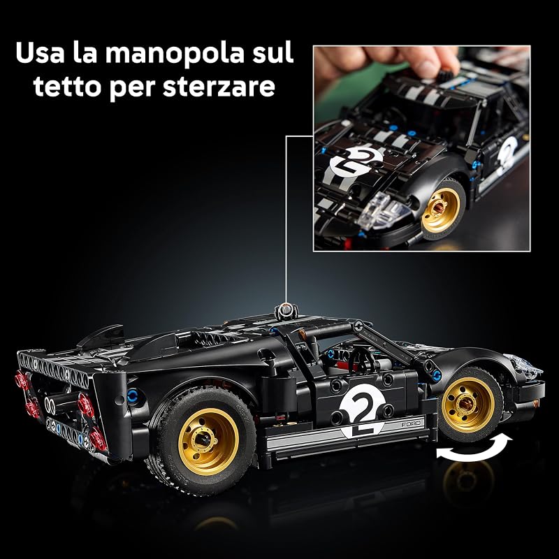 Technic Auto da Corsa Ford GT40 MKII 1966 - Kit di Modellismo da Collezione per Adulti - Set di Ingegneria con Motore V8, Dettagli e Livrea Originali - Regalo per Fan di Sport Motoristici 42223 — foto 5 di 8