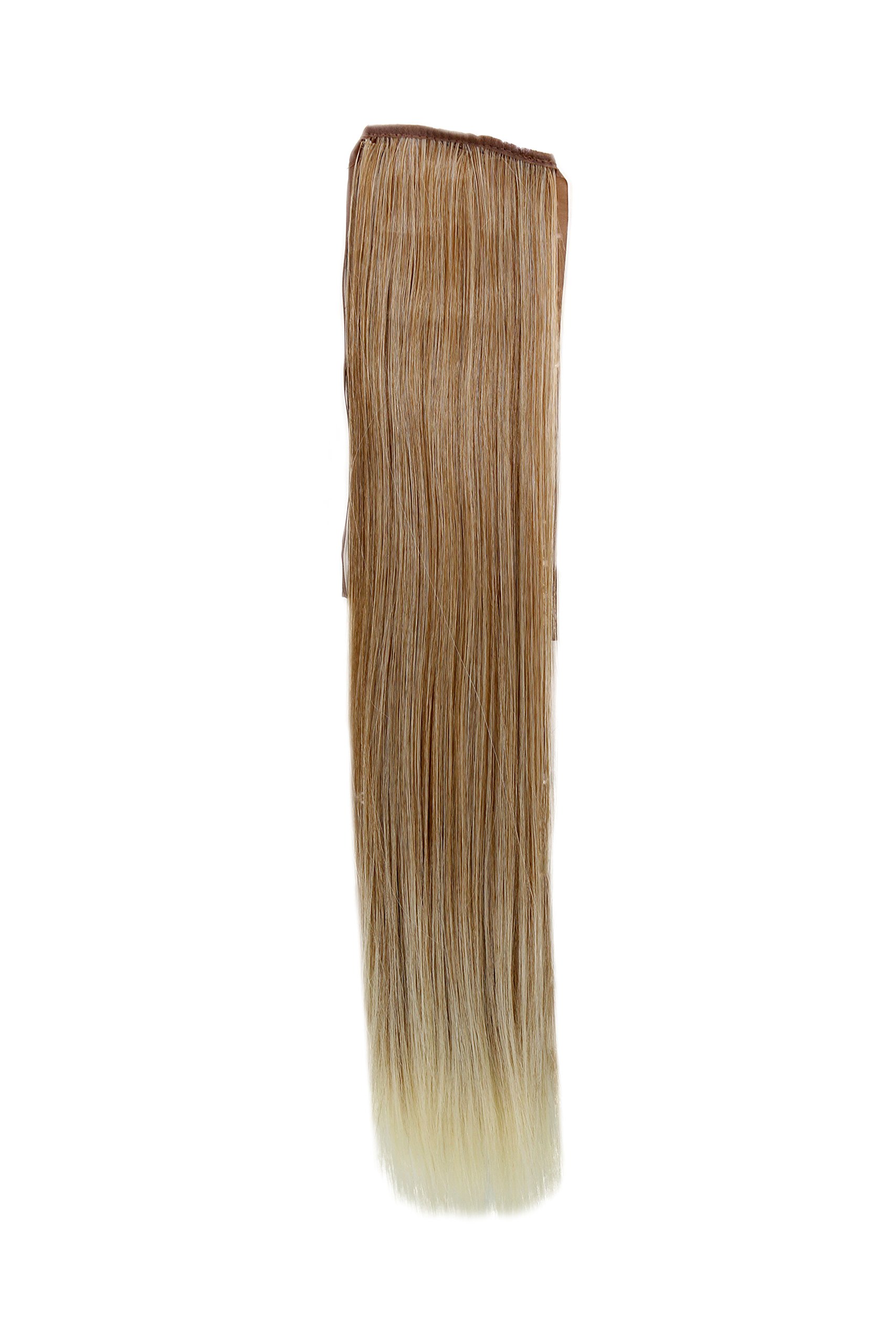 WIG ME UP - YZF-TS18-27T613 Hairpiece Pontail Pigtail extension slim light straight comb and ribbon strawberry blond mix streaked platinum highlights 18inch
