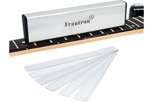 Frautron Stainless Steel Fret Leveler Sanding Beam, 8 Inch (200mm) Fret Leveling Beam, Guitar Fretboard Level File Bar Luthier Repair Tool with 2-Set of 120/240/320/400/600/1000 Grit Sandpapers