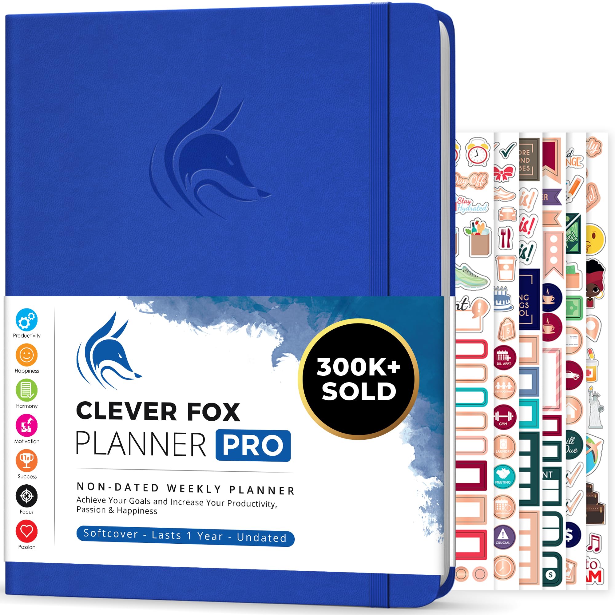 Clever Fox Planner PRO – Weekly & Monthly Life Planner to Increase Productivity, Time Management and Hit Your Goals, 21.5x28cm (Royal Blue)
