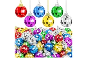 ZAUGONTW 24 Pcs Colorful Mirror Disco 4D Ball with Rope, Hanging Reflective Disco 4D Ball, Party Mirror Balls Ornaments Cool Decor for Christmas Tree Wedding Party Dance Music Festival