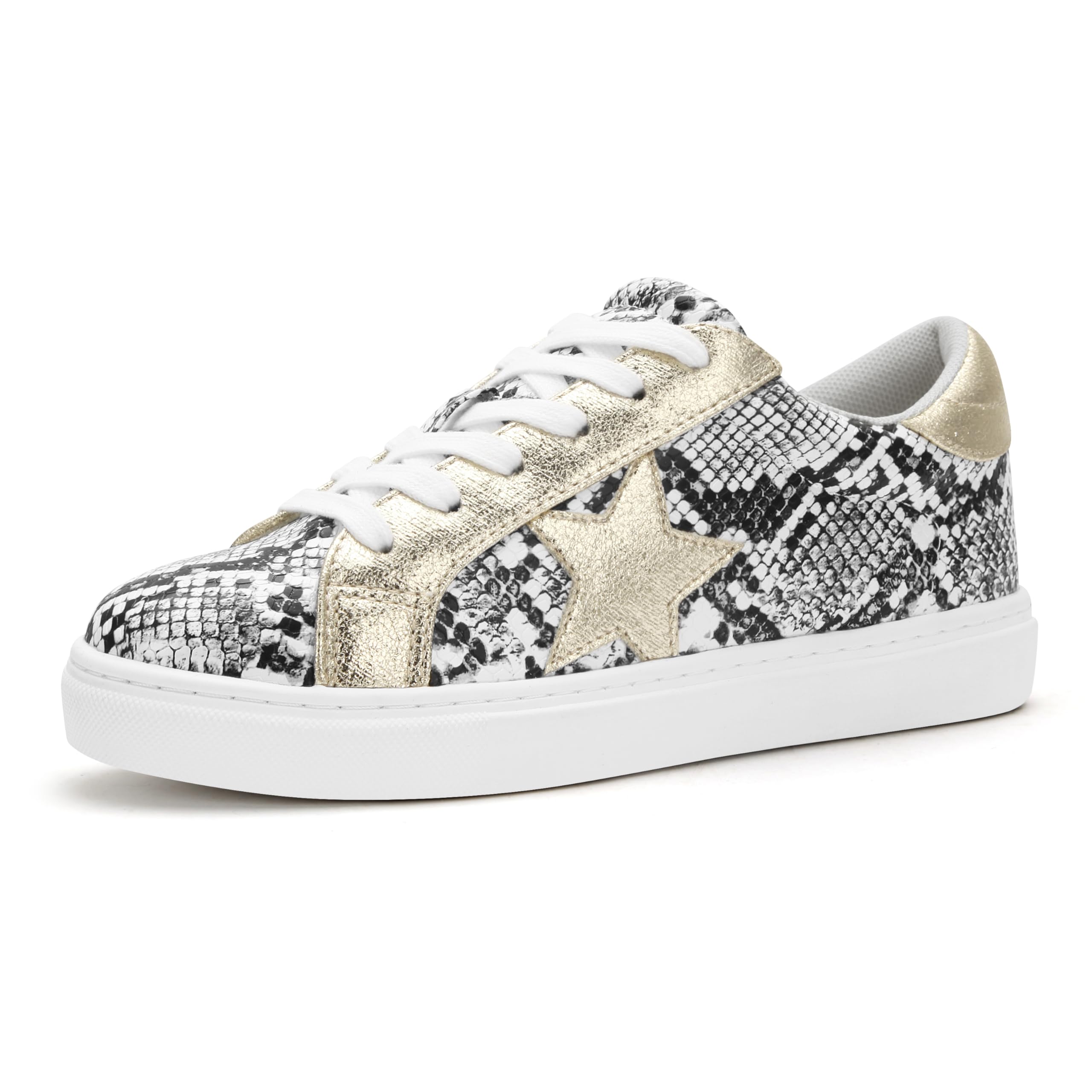DKNY Womens Black Mixed Media Snake Skin Print Cushioned Lynzie Round Toe Lace-Up Athletic Sneakers Shoes