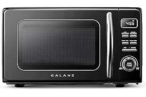Galanz GLCMKZ07BKR07 Retro Countertop Microwave Oven with Auto Cook & Reheat, Defrost, Quick Start Functions, Easy Clean with Glass Turntable, Pull Handle.7 cu ft, Black