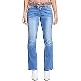 YMI Womens YMI Jeans Women's Mid Rise Western Belted Bootcut Jeans