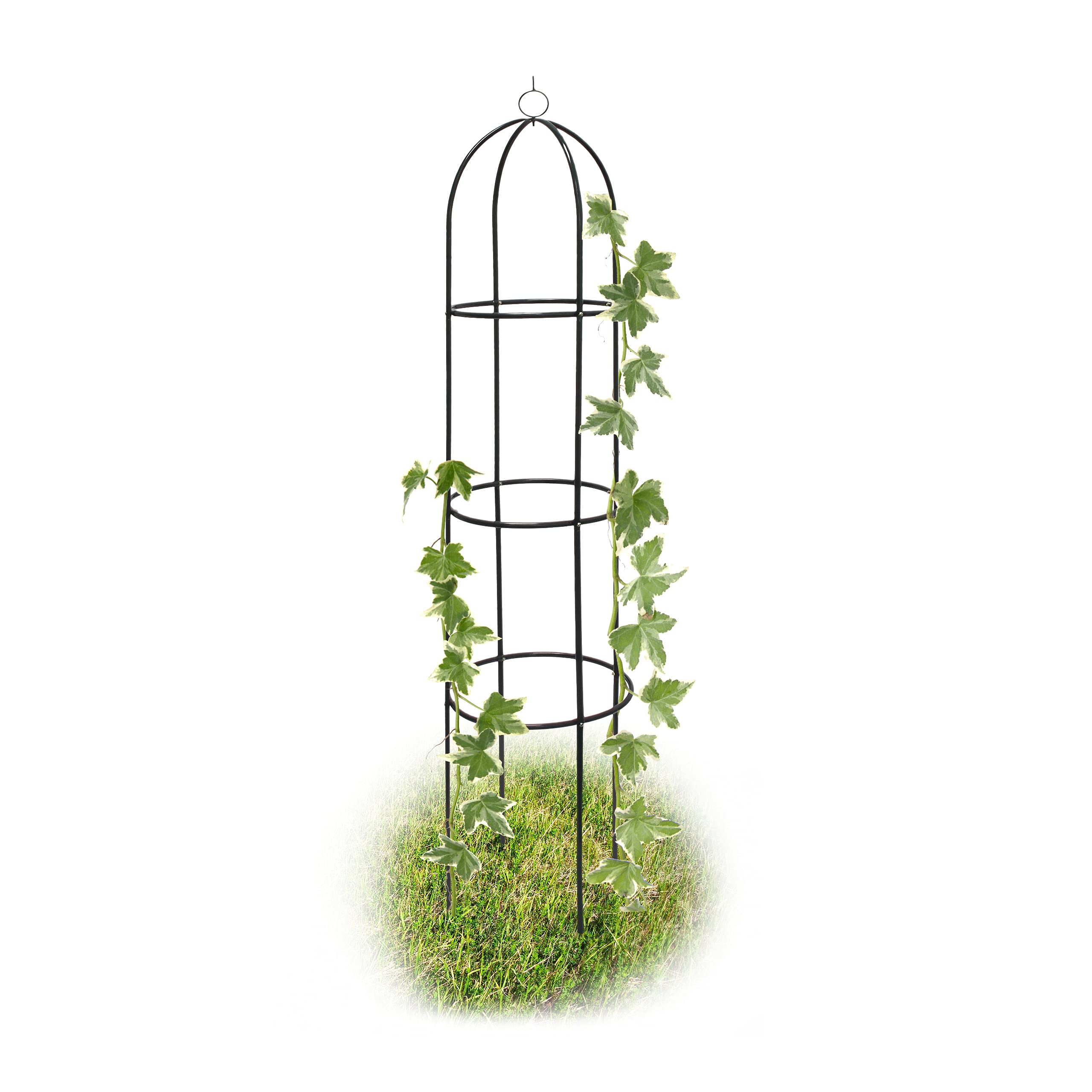 Relaxdays Metal Obelisk, Trellis for Climbing Plants, 190 cm, Steel Support, Green