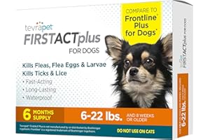 TEVRAPET FirstAct Plus Flea Treatment for Dogs, Small Dogs 5-22 lbs, 6 Doses, Same Active Ingredients as Frontline Plus Flea and Tick Prevention for Dogs