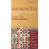 Taja Saffron Tea - Saffron &amp; Cinnamon Fusion Chai, Decaf Spiced Blend, 20 Tea Bags