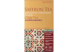 TAJA TEA Taja Saffron Tea - Saffron & Cinnamon Fusion Chai, Balanced Wellness Blend for Mindful Comfort, Mood Boost, Decaffeinated | Gluten Free | Kosher, 20 Tea Bags