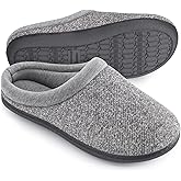 HomeTop Women's Knit Memory Foam Slippers Warm Soft House Shoes with Anti-slip Sole