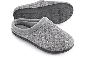 HomeTop Women's Knit Memory Foam Slippers Warm Soft House Shoes with Anti-slip Sole