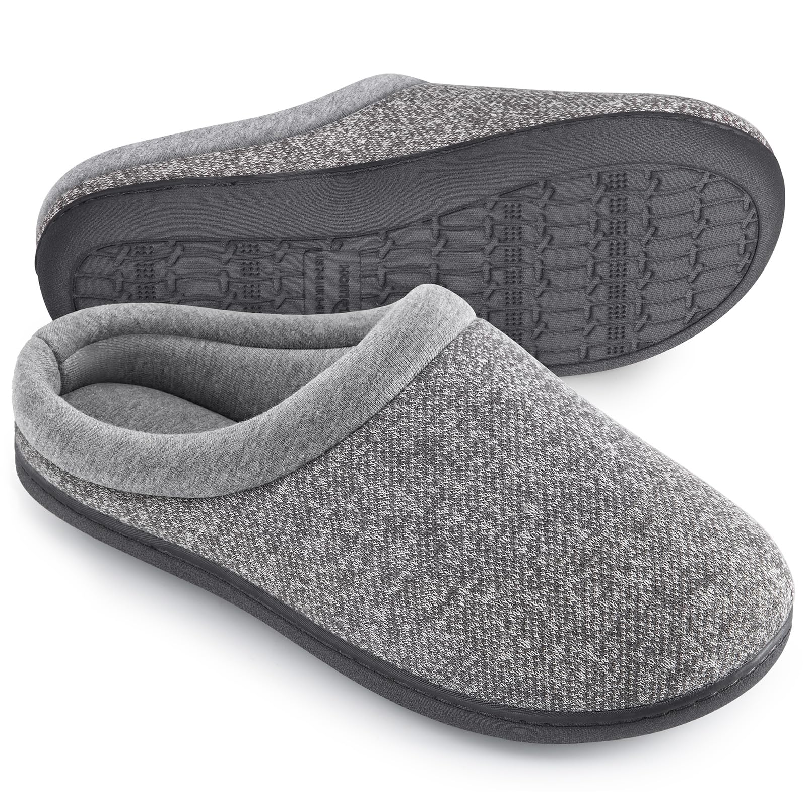 Photo 1 of HomeTop Women's Knit Memory Foam Slippers Warm Soft House Shoes with Anti-slip Sole (Medium / 7-8 B(M) US, Light Gray)