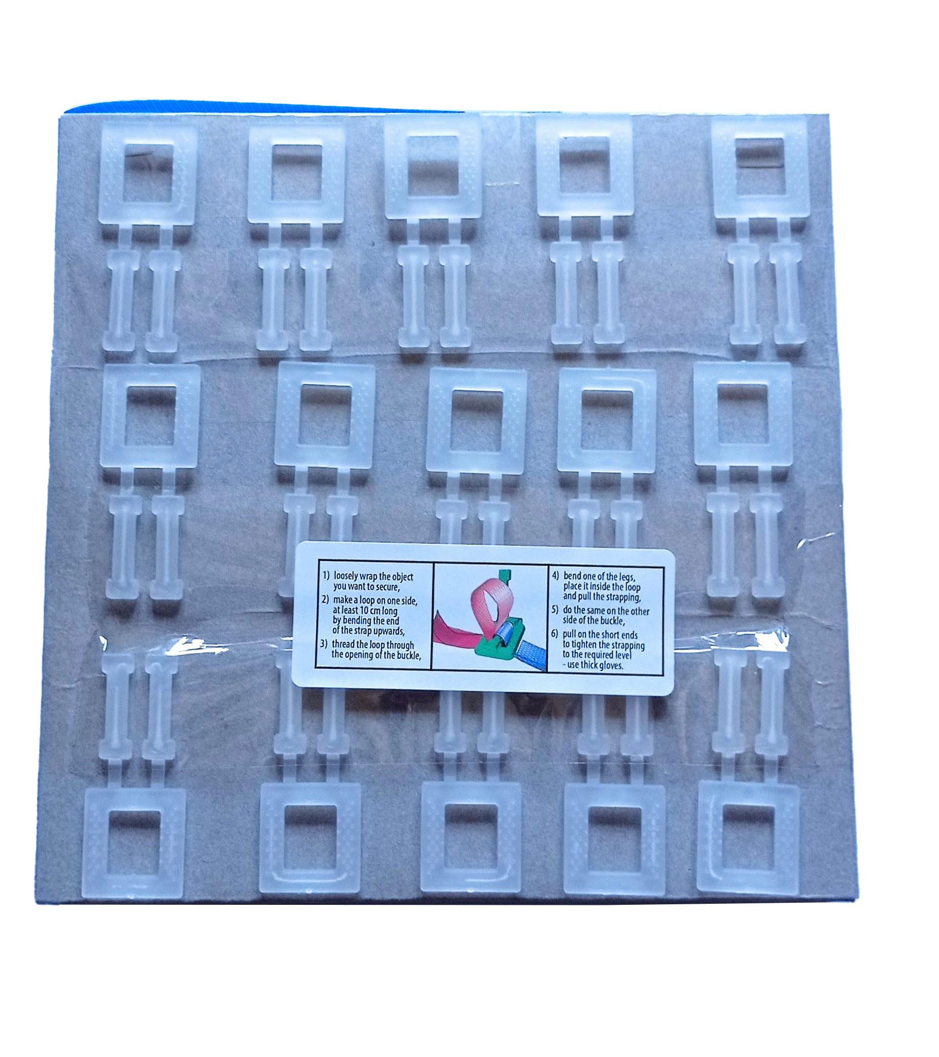 Polypropylene pallet/box strapping kit: 60m x 12mm strapping + 30x plastic buckles - in cardboard dispenser (Blue)