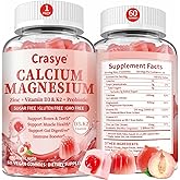 Calcium 1200mg Magnesium Zinc Gummies with Vitamin D3 K2 Magnesium Glycinate 400mg Supplements with Probiotic Calcium Citrate for Women and Men Bone & Teeth & Immune Support Sugar Free - 60 Gummies