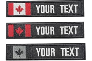 2PCS Customizable Name Patches with Hook/iron on Fastener，Personalized Tactical Morale Embroidered Name Tapes with Canada Fla