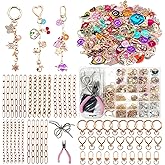 Thmxit 537PCS Charms Lip Gloss Keychain Making Kit, Bag Charm Kit Including 198 Charms, 24 Keychain Clips, 25 Extender Chains, Jewelry Plier Jewelry Making Kit for DIY Keychains Making Supplies