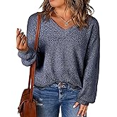 Eytino Womens Plus Size Sweater Casual Long Sleeve V Neck Crochet Knit Lightweight Pullover Sweater Tops(1X-5X)