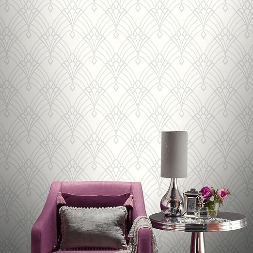 Astoria Deco Tapete Weiss Und Silber Rasch 305302 Amazon De Baumarkt