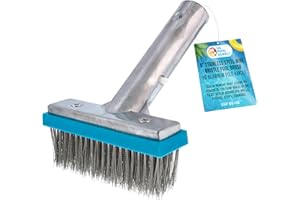 U.S. Pool Supply Pool Brush Head for Inground Pools - 5" Stainless Steel Pool Brush, Metal Wire Bristles, Scrubbing Scrubber Brushes - Remove Calcium Build-Up on Tiles, Rust Stains on Concrete Walls