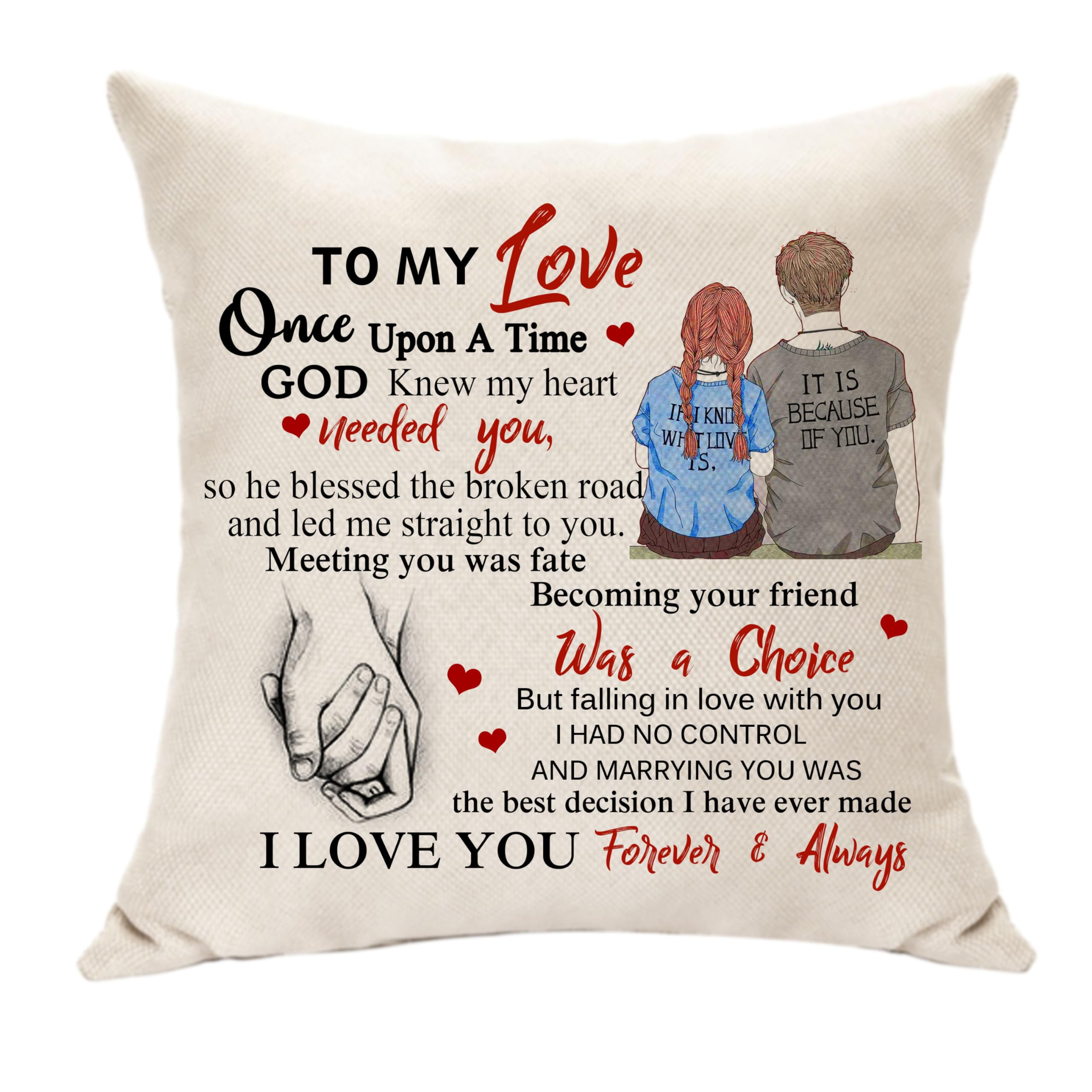 Hasodeo To My Love Cushion Cover Gift for Her & Him Valentines Pillow Cover for Wife and Husband Anniversary Present for Couples Home Decor Throw Pillow Cover (069 To My Love)