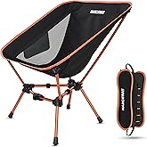MARCHWAY Lightweight Folding Camping Chair, Portable Foldable Compact for Outdoor Camp, Travel, Beach, Picnic, Festival, Hiking, Backpacking, Supports 330Lbs (Orange)