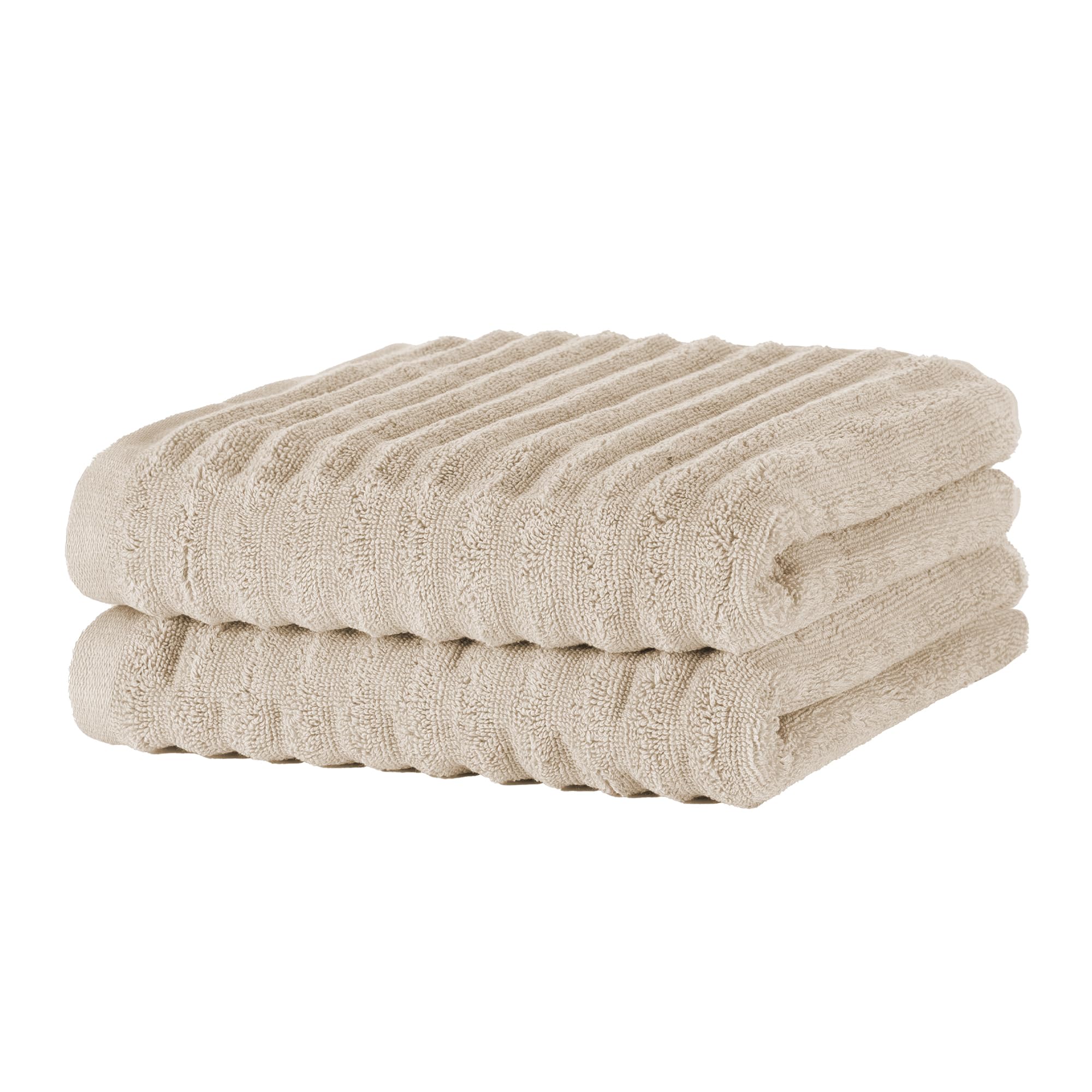 Merana OSLO towel set | quick-drying, soft & lint-free | terry luxury quality | 100% cotton terrycloth | OEKO-TEX | 590 GSM | hand towel & hair towel | Beige (2 x towels 50x100cm)