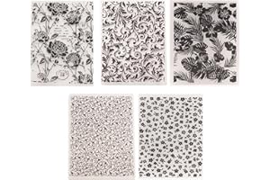QSZKEER 5Pcs Plastic Embossing Folders for Card Making Embossing Machine Template Mold Paper Card Embossing Stencil Flower Leaf Embossing Folder for Scrapbook Photo Album DIY Craft Decoration, 5 x 7inch