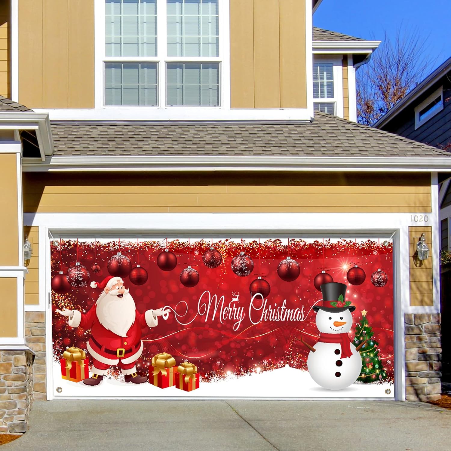 Garage Door Decorations - Moukeren Christmas Banner Garage Door Decorations Christmas Backdrop Decoration Winter Large Door Cover Decoration Indoor Outdoor for Christmas Holiday Party Supplies, 6 x 13 ft (Santa Claus)