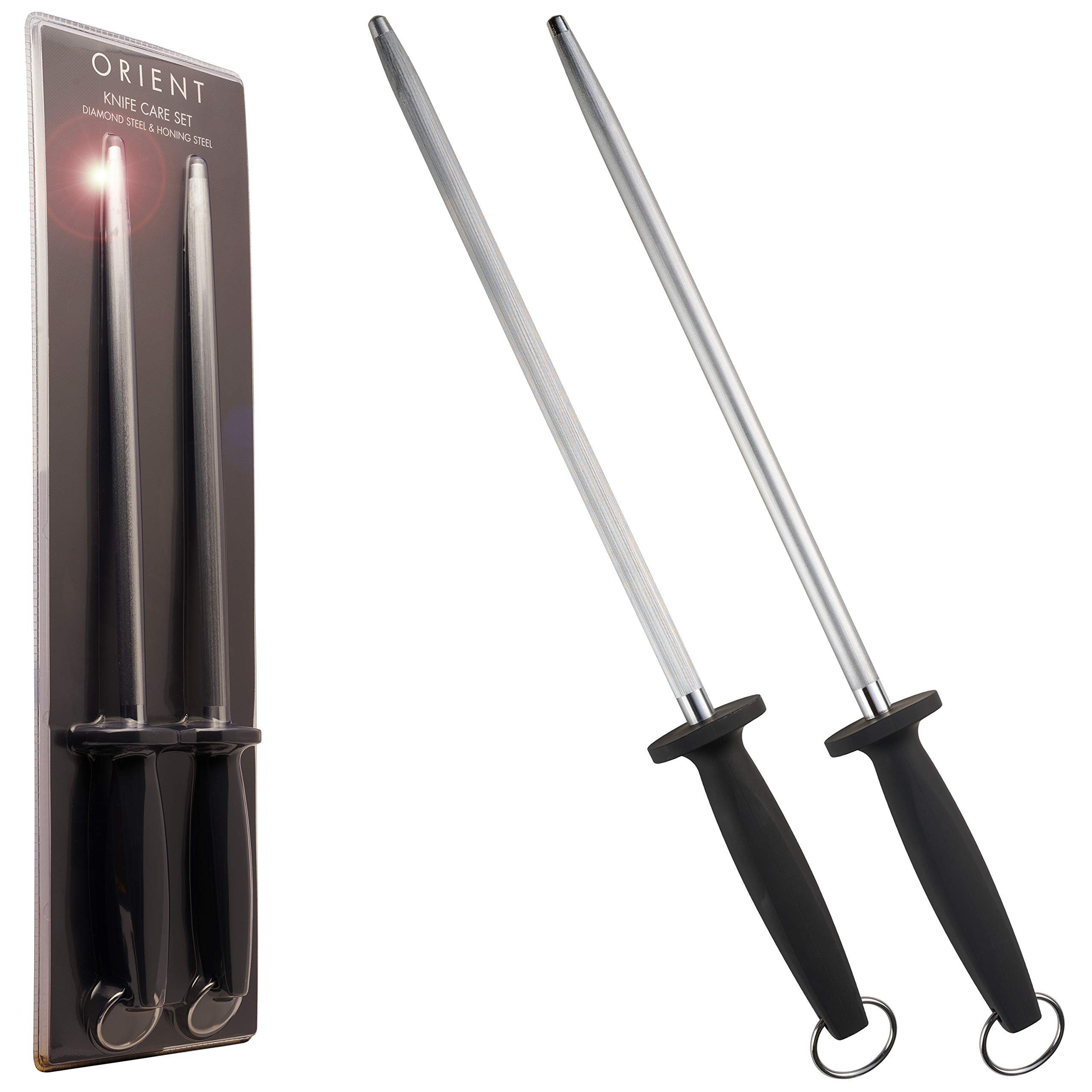 Knife Sharpener Steel & Diamond Steel Gift Set - Honing & Diamond Steels - Kitchen Sharpeners for Everyday Sharpening