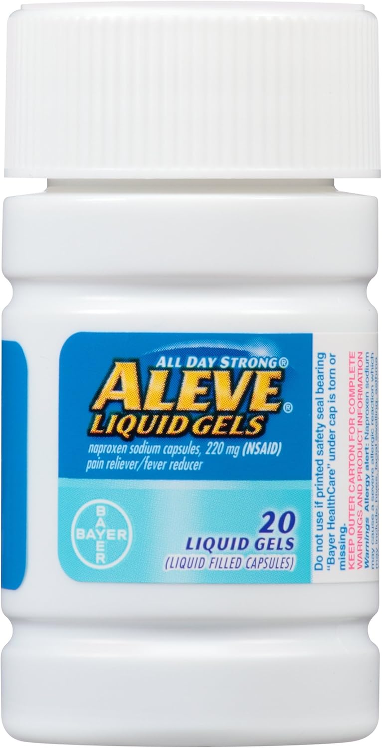 Aleve Liquid Capsules, Naproxen Sodium Capsules 220 mg (NSAID), Pain Reliever/Fever Reducer, Fast Pain Relief, 120 Count: Health & Personal Care