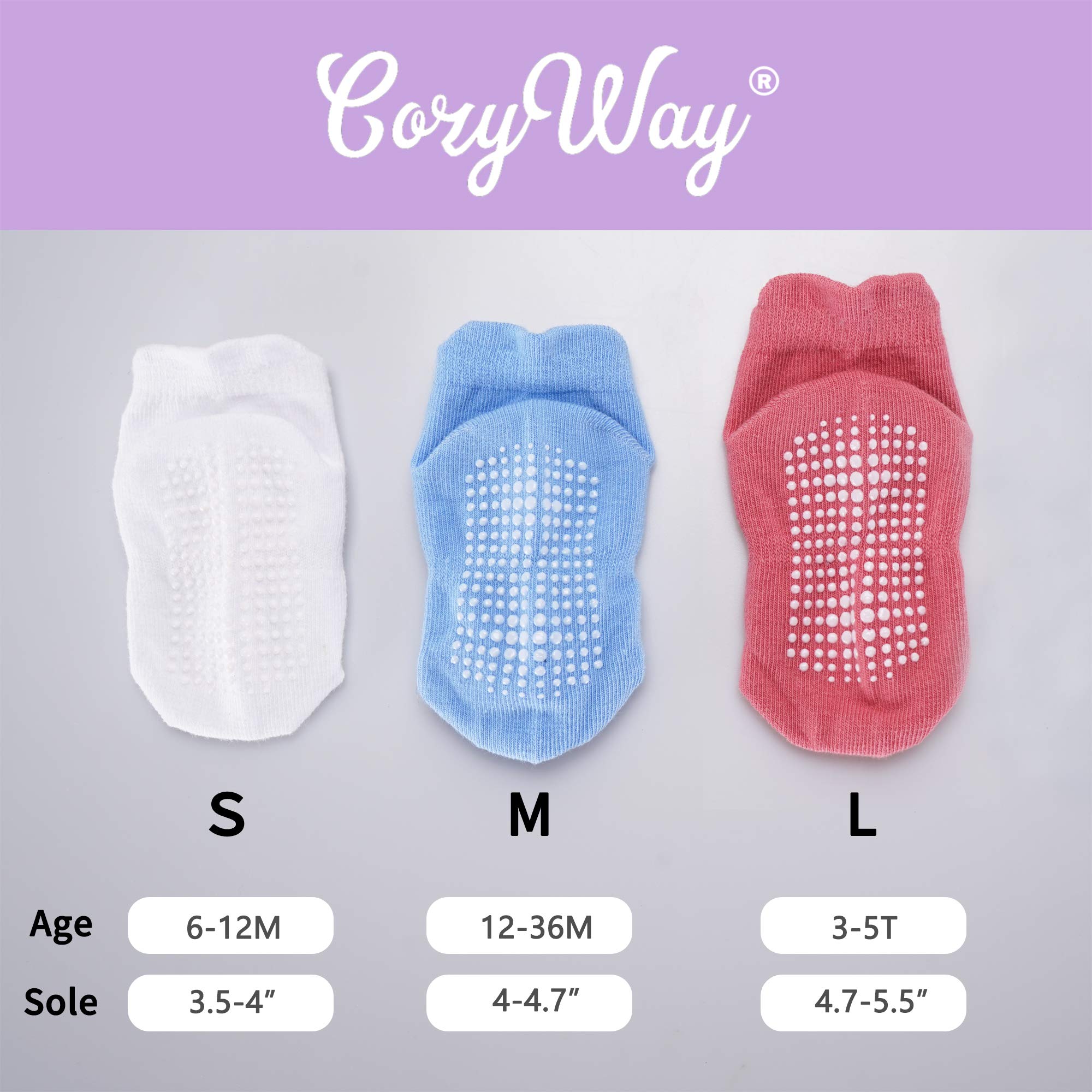 CozyWay Baby Grip Ankle Socks - Pairs of 12 - Non Slip Anti Skid Baby Infants Toddlers Boys Girls Unisex