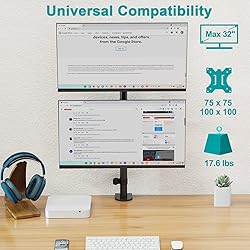 MOUNT PRO Vertical Dual Monitor Stand, Stacked