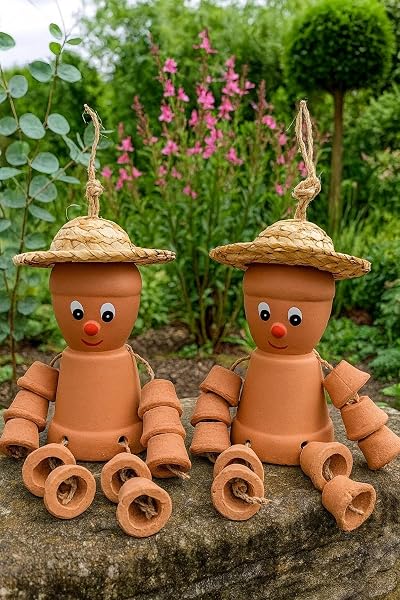 VELENTI Garden Decor Pots Set Of 2 Clay Terracotta Flower Pot Men