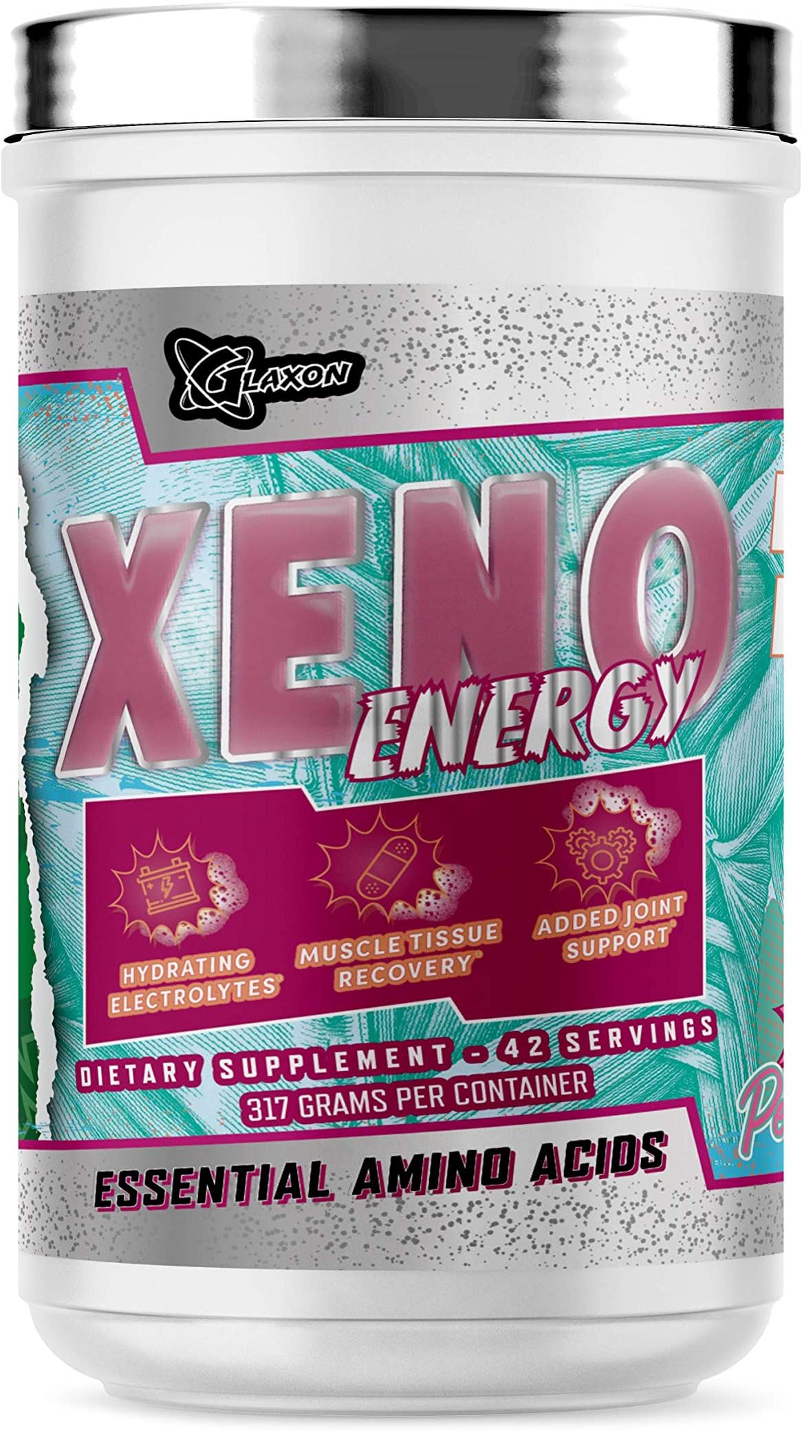 Xeno Energy Amino by Glaxon Essential Sequenced Amnio Acids + Caffeine – BCAA & EAA – Energy, Muscle Recovery & Joint Support for Men & Women – Grate Taste (Peachy)