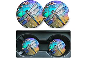 LDNTLY Car Coasters for Cup Holders,2 Pack Dragonfly Car Cup Holder Coasters,2.75" Universal Size Anti Slip Rubber Mat,Automotive Cup Holder Decal Decor Accessories,Dragonfly Gifts for Women,Mom