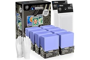 MLIKERO 400 Card Sleeves Top Loaders for Cards, 3"X4" Toploaders for Cards, Premium Baseball Card Protectors Hard Plastic for Sports and Game Cards (200 Top Loaders + 200 Clear Sleeves)