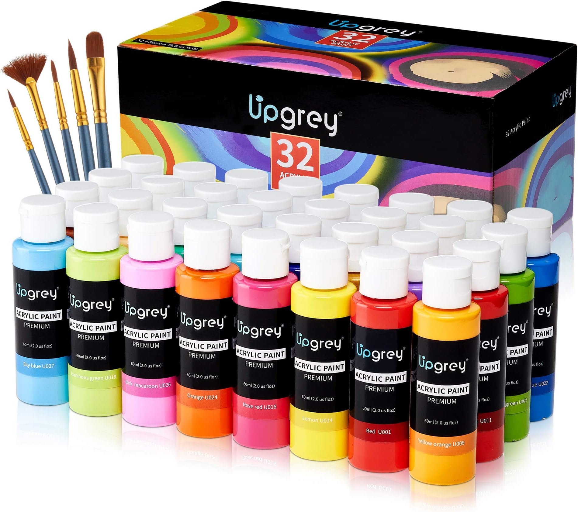 Acrylic Paint Set, Art Paints (2fl Oz/60ml ) Crafts Acrylic Paint For Kids And Adults with 5