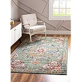 Unique Loom Penrose Collection Area Rug - Alexis (5' 3" x 7' 1" Rectangle Green/Black)